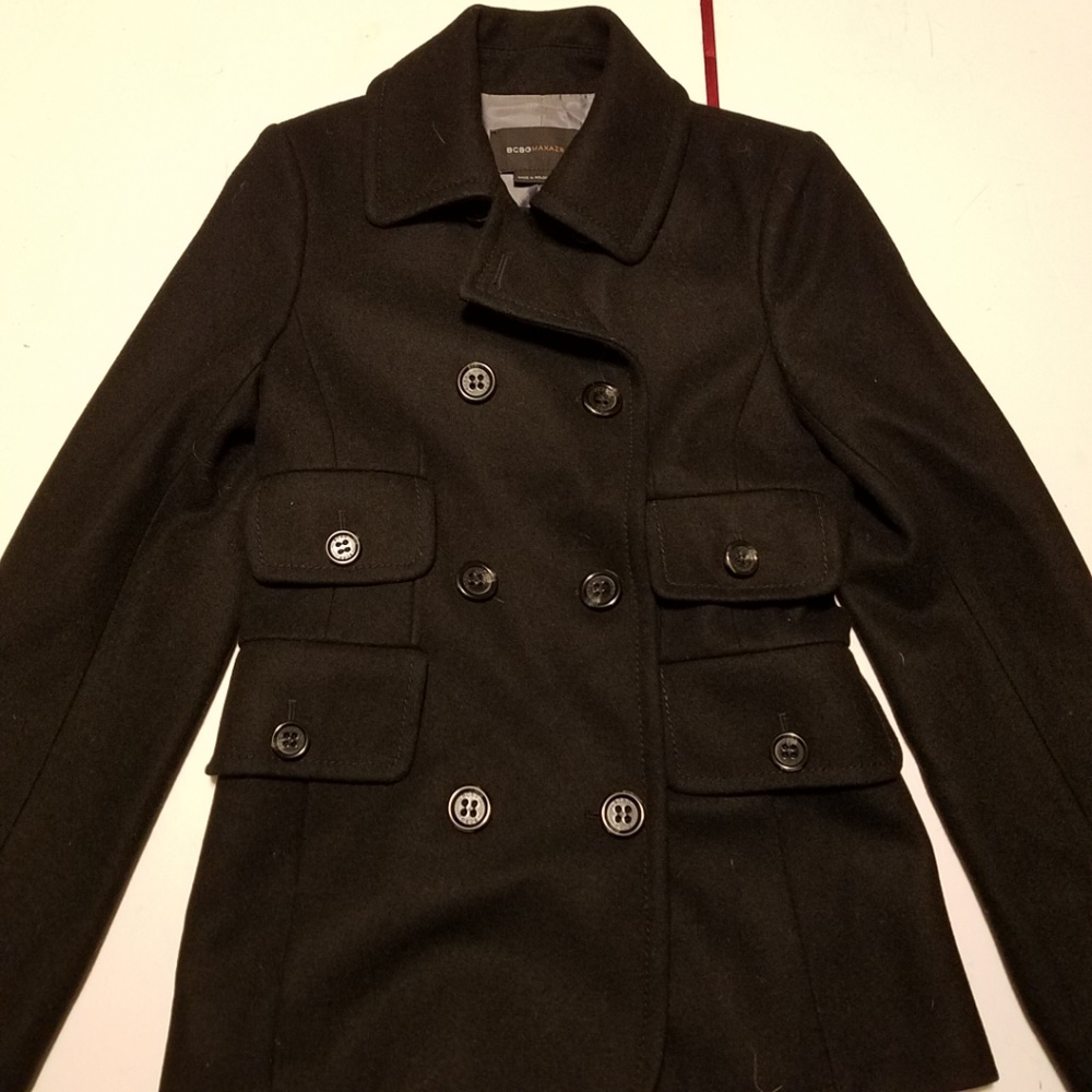 Peacoat BCBG Max Azria Wool Blend Double Breasted
